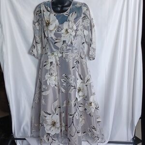 Tendency Midi dress with elbow length sheer sleeves, sz M(8), lined, MOB, MOG